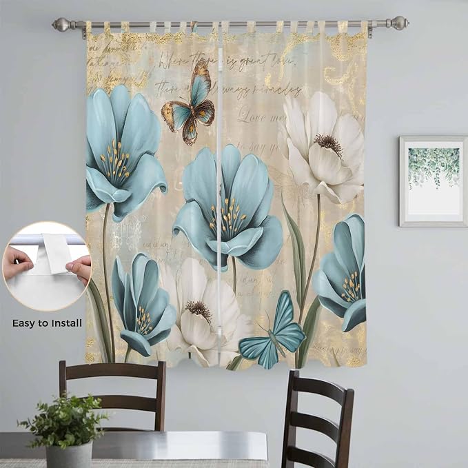 Spring Flowers Living Room Curtains 96 Inch Length, Window Curtains Tab Top - Image 4