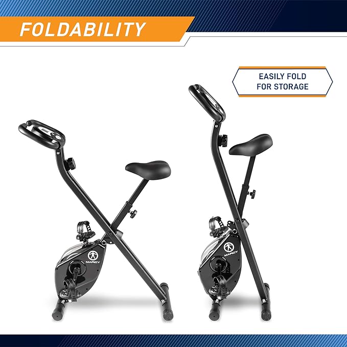 Marcy Foldable Upright Exercise Bike with Adjustable Resistance for Cardio Workout & Strength Training - Multiple Styles Available-FlexoryFit