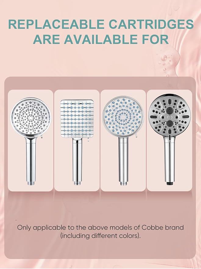 Cobbe 2 Pack Replacement Filters for Handheld Shower Head - UPGRADE FILTERING DURATION - Remove Chlorine - Reduces Dry Itchy Skin