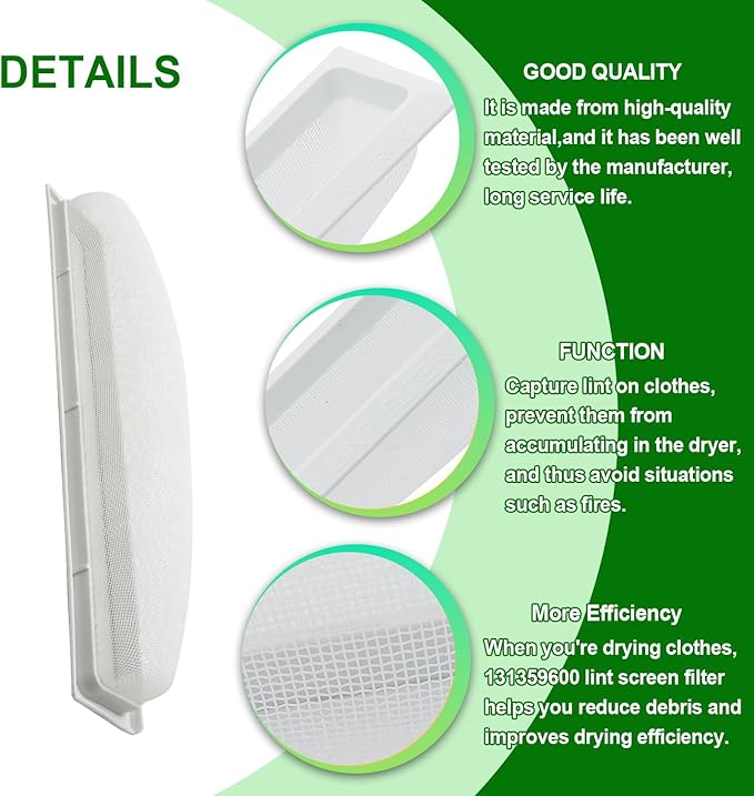 New 131359600 Dryer Lint Screen Filter Replacement for Frigidaire GE Kenmore,Replaces 5304516871 131359601 131359602 131359603 131152700 5304516872 Dryer Lint Filter
