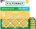 Filterbuy 20x20x1 Air Filter MERV 11 (MPR 1200) Allergen Defense Replacement (6-Pack), Electrostatic Pleated HVAC AC Furnace Filters, Made in USA (Actual Size: 19.50 x 19.50 x 0.75)
