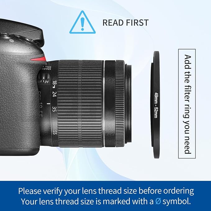 49-52mm Step-Up Ring Adapter, 49mm to 52mm Step Up Filter Ring - Image 4