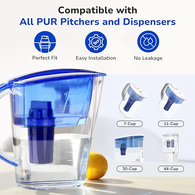 Fil-Fresh 6-Pack Water Filters Replacement for All PUR, PUR Plus Pitchers & Dispensers, Replaces PPF900Z, NSF Certified, Removes Impurities & Odor, 12-Month Supply