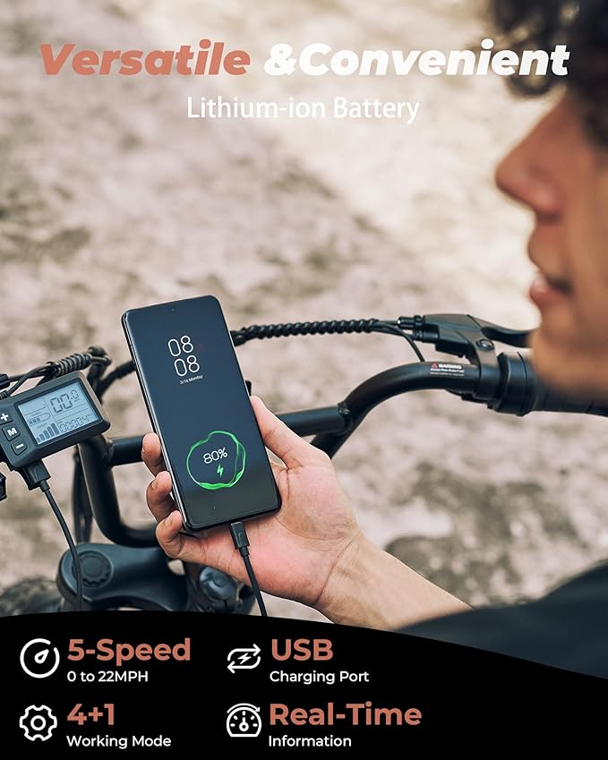 Electric Bike for Adults,Peak 1000W/1500W Motor,20/28MPH 55-150Mile ebikes for Adults with 10.4AH/13AH/26AH Battery,20" Fat Tire Electric Dirt Bike Commuting Off Road Ebike, UL2849