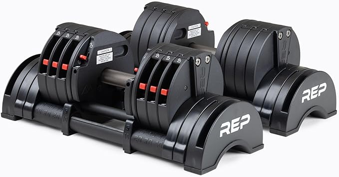 Rep Fitness Quickdraw Adjustable Dumbbells, Multiple weight ranges available including: 5-30, 5-40,5-50 and 5-60 lbs-FlexoryFit