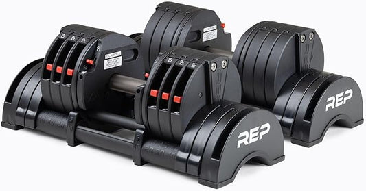 Rep Fitness Quickdraw Adjustable Dumbbells, Multiple weight ranges available including: 5-30, 5-40,5-50 and 5-60 lbs-FlexoryFit