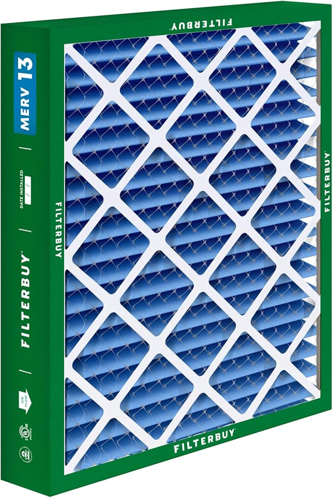 Filterbuy 20x20x5 Air Filter MERV 13 Optimal Defense (1-Pack), Pleated HVAC AC Furnace Air Filters Replacement for Honeywell FC100A1011, Lennox X0585 & More (Actual Size: 19.63 x 19.88 x 4.38 Inches)