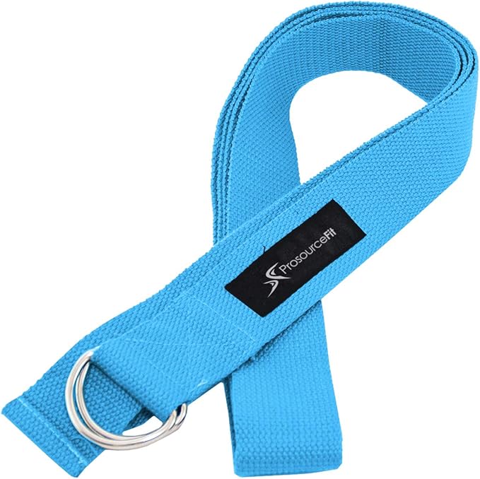 ProsourceFit Metal D-Ring Yoga Strap 8’ Durable Cotton for Stretching and Flexibility-FlexoryFit