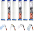 Spray Shower Head Filter with Mineral Beads, High Pressure Handheld Filtered Bead Shower Head Filter for Hard Water, Reduces Dry Itchy Skin & Hair Loss, 4.5in Set of 6 Replacement PP-Cotton Filters