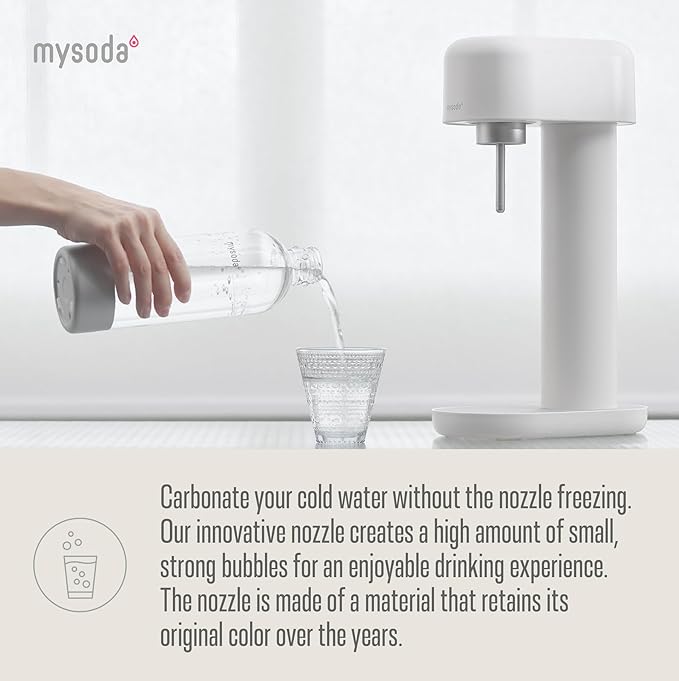 Ruby 2 Sparkling Water Maker - Soda Streaming Machine Silent Carbonated Water Machine Robust Long-Lasting Aluminium Soda Maker 1L Water Bottle Without CO2 Cylinder - Colour White Soda Machine