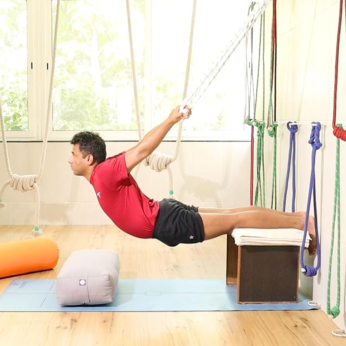 Yogikuti Iyengar Yoga Wall Rope Pair Premium Quality Cotton & Polyester Ropes for Restorative & Anti-Gravity Poses-FlexoryFit