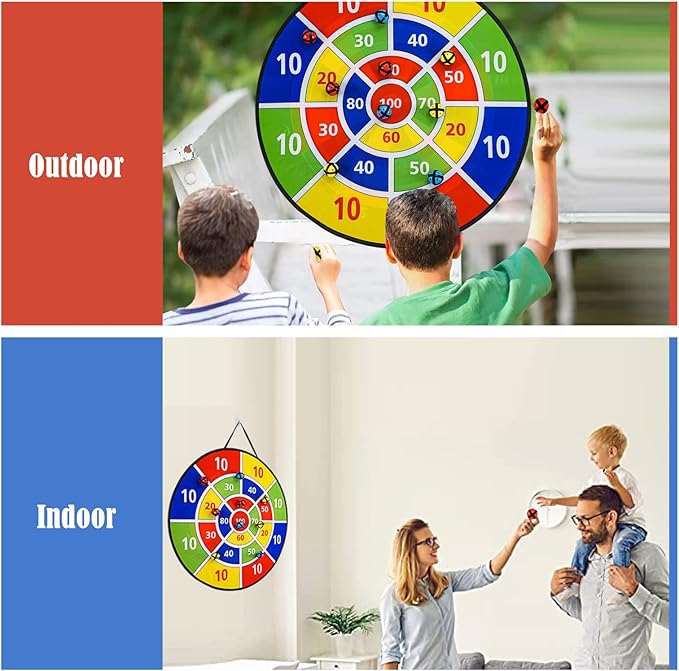 Dart Board Games for Kids Ages 3-12, Sticky Dart Board with 12 Balls & 12 Darts, Indoor Outdoor Toys for Boys, Party Birthday Gifts
