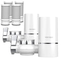 2 Faucet Water Filter for Sink, Rapid Flow - 400 Gallons Faucet Mount Water Filtration System for Tap Water, NSF Certified Reduces Chlorine & Bad Taste with 4 Replacement, T1