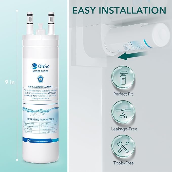 Replacement Water Filter for Frigidaire WF3CB, Pure Source 3, Compatible with WF425, 706465, 242086201, 242086203, 242294501, 242069601, 242294501, 242017800, AP4567491, Height 9 Inch, Pack of 3