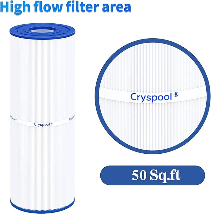 Cryspool® 04075 Filter Compatible with C-4950, PRB50-IN, FC-2390, Guardian 413-212-02, J200 Series Filter, 03FIL1600, 373045, Cal Spa Hot Tub Filter, 50 Sq. Ft Spa Filter Cartridge, 2 Pack