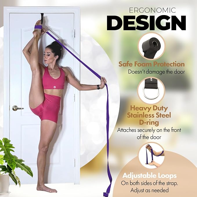 Pilates Stretching Strap with Door Anchor - Flexibility Equipment for Pilates Practitioners - Ideal for Improving Leg Flexibility, Core Stability, and Posture Alignment at Home-FlexoryFit