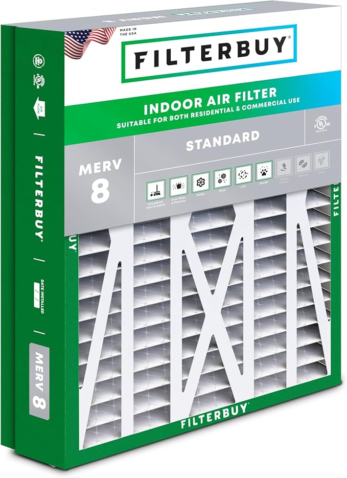 Filterbuy 21x21.5x5 Air Filter MERV 8 (MPR 700) Dust Defense Replacement (1-Pack), Pleated HVAC AC Furnace Filters for Trane Perfect Fit & American Standard (Actual Size: 20.00 x 21.09 x 4.97)