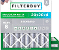 Filterbuy 20x20x4 Air Filter MERV 8 (MPR 700) Dust Defense Replacement (2-Pack), Electrostatic Pleated HVAC AC Furnace Filters, Made in USA (Actual Size: 19.50 x 19.50 x 3.63)