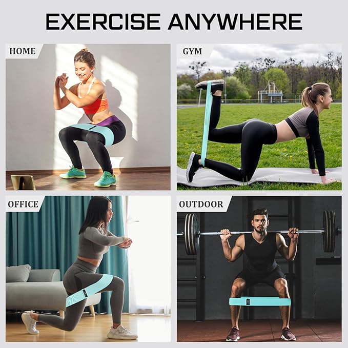 12 Pcs Fabric Resistance Bands for Working Out Booty Workout Stretch Exercise Bands Non Slip for Legs Squat Resistance Loop for Women Men Starter Butt Hip Thigh Fitness-FlexoryFit
