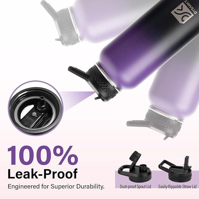 Insulated Water Bottle | Thickened Stainless Steel Vacuum Metal | Portable Sports Water Jug for Gym and Hiking with Straw, Carrier Bag, Handle Strap | BPA-Free 32 oz-FlexoryFit