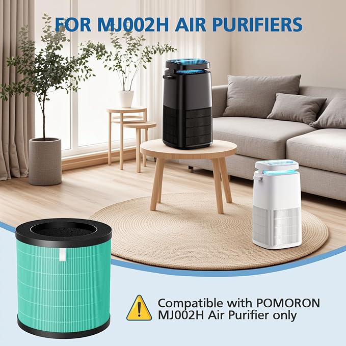 MJ002H Pet Care Replacement Fil-ter Compatible with POMORON MJ002H Air Puri-Fier, 4-Stage Filtration, H13 True Hepa Fil-ter, Activated Carbon, Multi-Layer Fil-ter, Compare Part MJ002H-RFA, 2 Pack