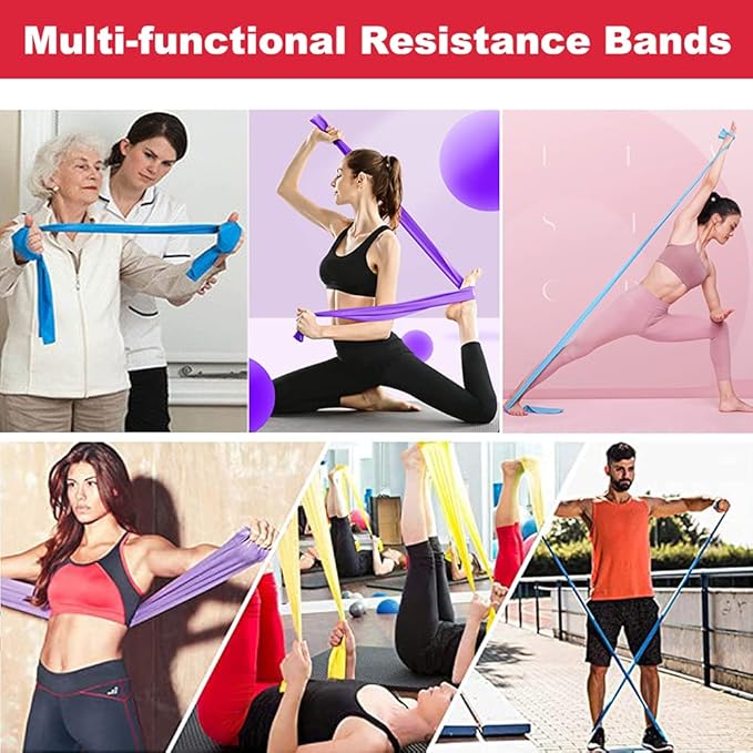 Resistance Bands, Elastic Exercise Bands for Working Out, Physical Therapy, Recovery, Yoga, Pilates, Strength Training-FlexoryFit