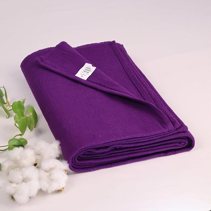 Yogikuti Iyengar Cotton Yoga Blanket Set of One – Thick Handwoven Yoga Blankets for Restorative Yoga, Meditation & Pranayama – Premium Cotton Yoga Blanket for Support & Comfort in Pranayama (Purple)-FlexoryFit