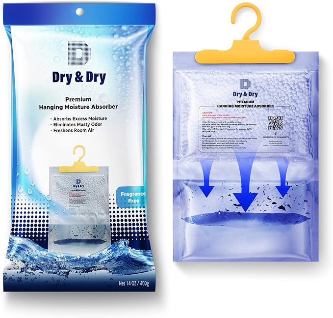 Dry & Dry 46 Packs [Net 14 Oz/Pack] Moisture Absorbers for Home, Basement & Bedroom - Small Dehumidifiers