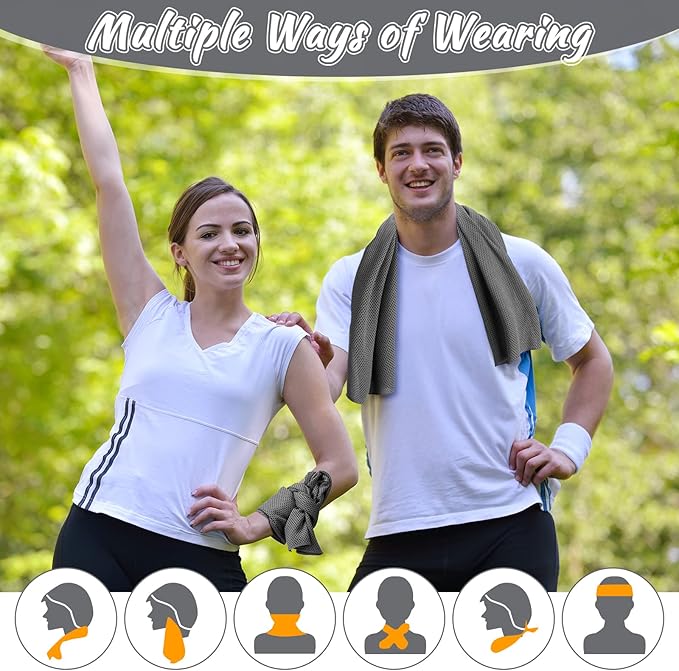 20 Pcs Cooling Towel 40" x 12" Ice Towel for Neck and Face Microfiber Chilly with Bag Breathable Yoga Gym Stay Cool Towels Sweat Rag for Workout Running Camping Pilates Beach Accessories (Dark Gray)-FlexoryFit