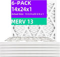 14x24x1 MERV 13 (6-Pack) Pleated Air Filter (Actual Size: 13.75" x 23.75" x 0.75") MPR 1900 & FPR 10, Furnace Air Filters