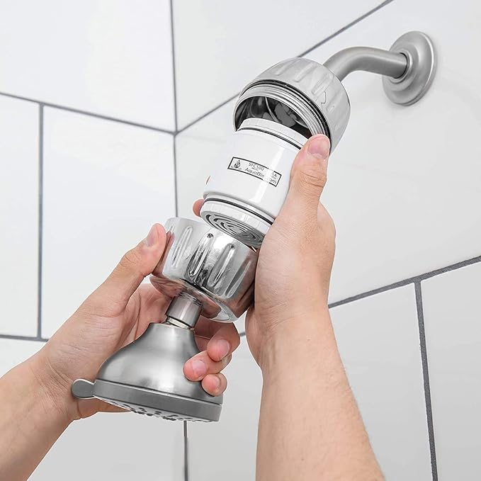 AquaBliss HEAVY DUTY Shower Filter – Latest Superior Advanced 30x Filtration - Universal Multi-Stage Shower Head Filter Reduces Chemicals, Chlorine & Odors - Brushed Nickel (SF500)