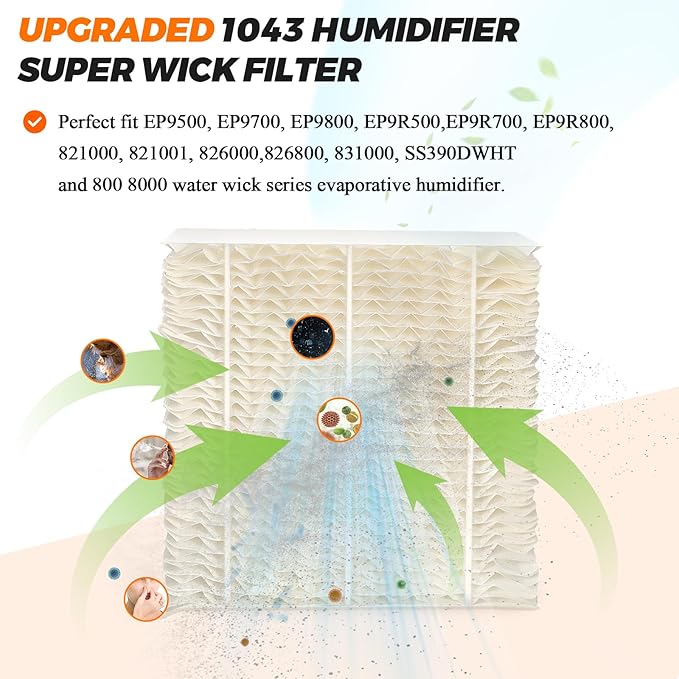 Blutoget 1043 Humidifier Wick Filter Compatible with Essick Air EP9 Series EP9500, EP9700, EP9800, EP9R500, EP9R800 821000 826000 826800 831000 &Bemis Space Saver 800 8000 Series Humidifiers
