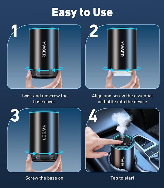 Smart Car Air Freshener, Car Air Freshener Diffuser with Starry Sky Projection and 50ml Perfume, Auto On/Off Intelligent, 3 Mode Adjustable Rechargeable Aroma Diffuser (Gardenia)