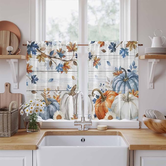 Thanksgiving Pumpkin Kitchen Curtains 54 Inch Long 2 Panel Set, Rod Pocket by Unknown
