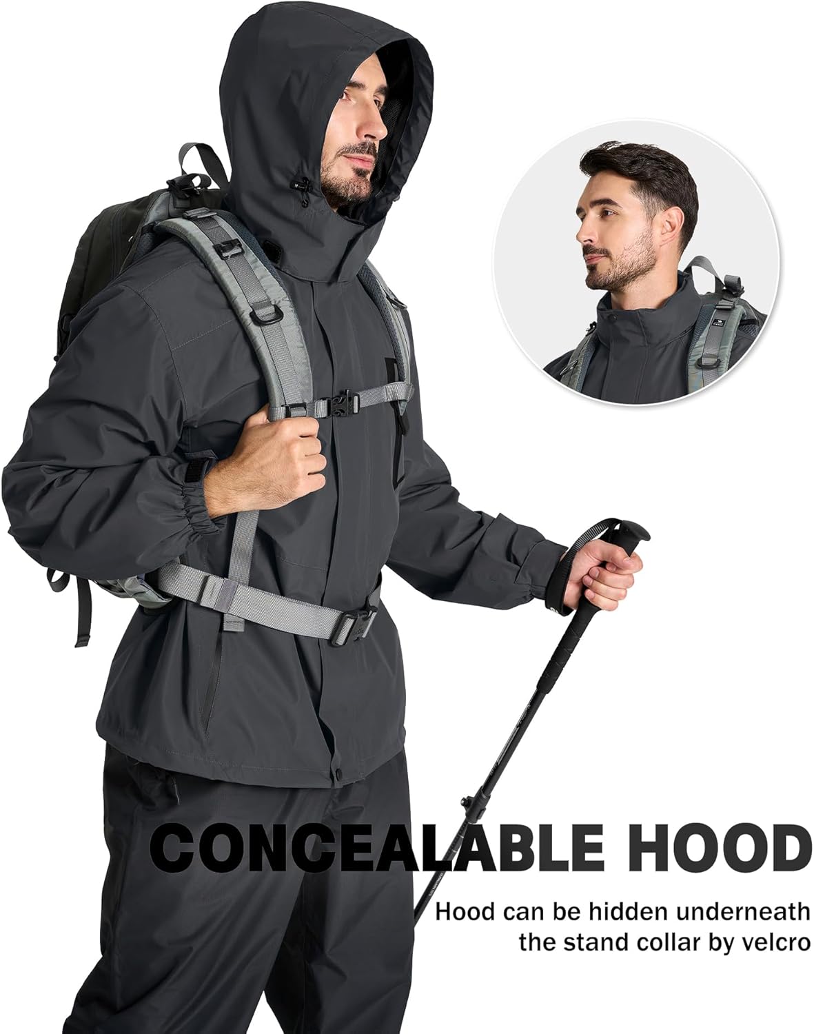 SWISSWELL Mens Rain Jackets Waterproof with Hood Men Windbreaker Jackets Lightweight Rain Coats for Golf Fishing Hiking