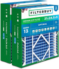 Filterbuy 21x24.5x5 Air Filter MERV 13 Optimal Defense (2-Pack), Pleated HVAC AC Furnace Air Filters Replacement for Rheem, Ruud, and Protech (Actual Size: 20.63 x 24.13 x 4.38 Inches)