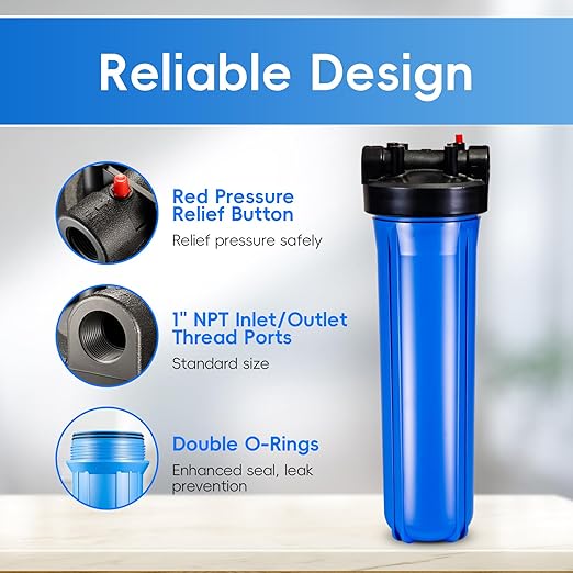 iSpring WGB12B 1-Stage Whole House Water Filtration System w/ 20” x 4.5” Carbon Block Filter - Reduces up to 99% Chlorine