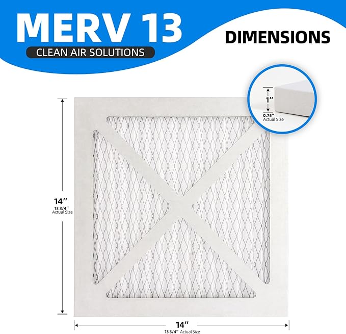(4 Pack) 12x12x1 Furnace Air Filters, MPR 1900 & FPR 10, MERV 13 Pleated Air Filter (Actual Size: 11.75"x11.75"x0.75")