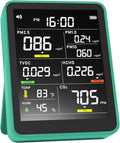 9-in-1 Professional Indoor Air Quality Monitor Portable PM2.5/PM10/CO2, Temperature, Formaldehyde Detector, Humidity TVOC,Time Display Air Quality Tester - Confined Space Clean Air Monitor (Green)