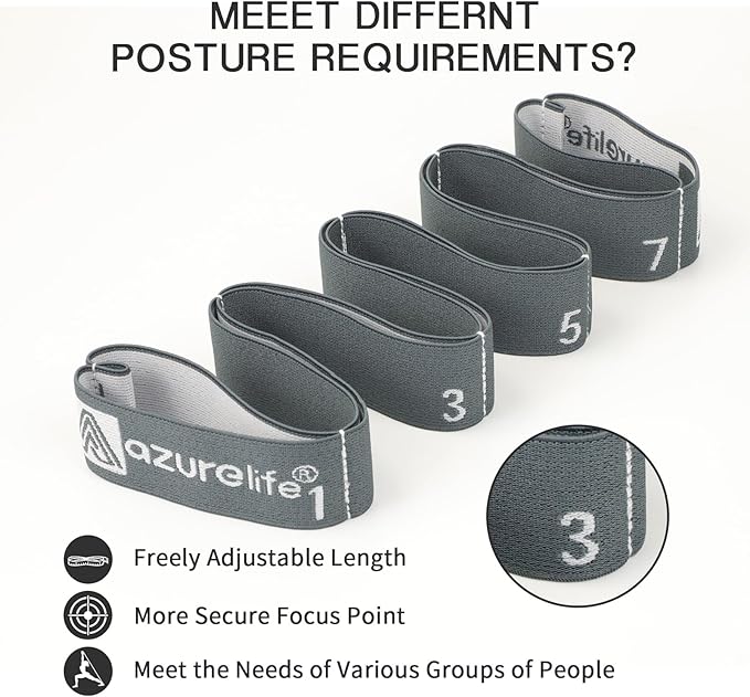 Premium Durable Stretch Straps with Loops, Stretching Strap for Physical Therapy, Multi-Loop Yoga Strap Fitness Exercise Strap for Yoga, Pilates, Dance, Flexibility&Exercise-FlexoryFit