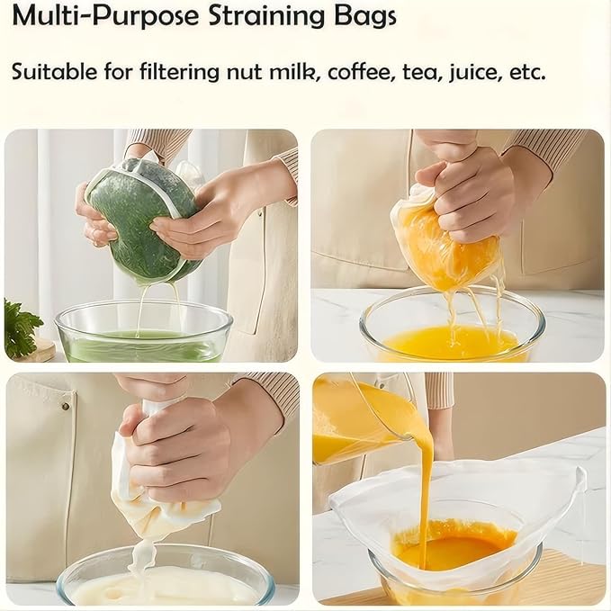 5PCS Cheese Cloth Bags for Straining, Bowl-shaped reusable nylon cheese cloth filter bag, fine mesh multi-purpose food filter bag, suitable for nut milk, juice, soy milk, dumpling fillings. (Small)