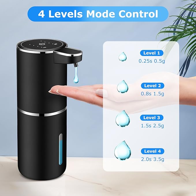 2 Pack Automatic Soap Dispenser,Automatic Liquid Soap Dispenser Touchless,12.8oz/380ml USB Rechargeabled Wall Mounted Smart Soap Dispensers for Bathroom Kitchen Dish Soap(Black)