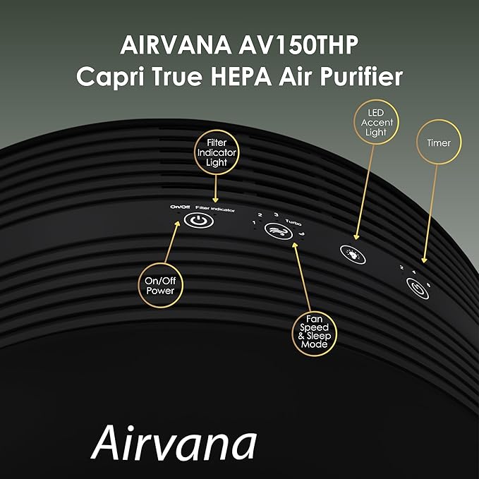 AV150AP True HEPA Tabletop Air Purifier, Black