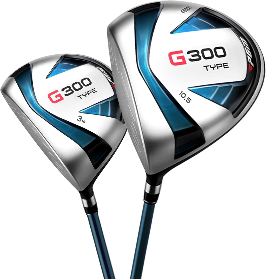 PGM Men's G Type Complete Golf Club Set - Titanium #1 Driver, Draw-Biased Hybrid, High-Strength Iron Set, High Forgiveness Putter, with Stand Bag
