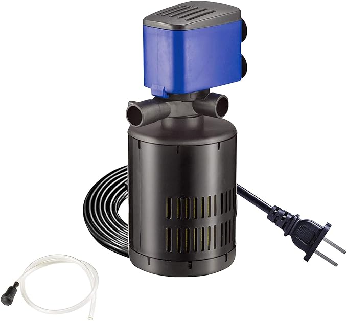 210 GPH Internal Filter Submersible Pump - 3 in 1 Aquarium Fish Tank Pump with Oxygenation, Filtration & Water Cycling, 3.3 ft max lift, 15W - 2 Pack
