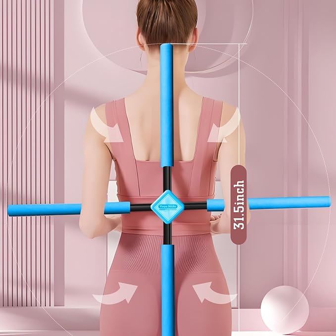 Back Straightener Posture Corrector|Yoga Stick Stretching Tool for Women and Men|Portable Posture Corrector Pole,Stretch Mobility Stick, Physical Workout Exercise Dowel-FlexoryFit