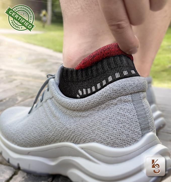 KEMISANT Men Running Socks,Active Ankle Socks No show Cushioned Footbed Arch Support-FlexoryFit