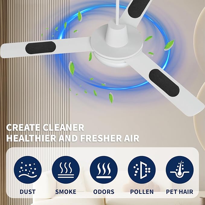 5 Pack Ceiling Fan Filters for Blades, Air Fan Filters for Ceiling Fan Blades with Activated Charcoal for Common Household Contaminants, Unscented Coconut Carbon Universal Ceiling Fan Air Purifiers