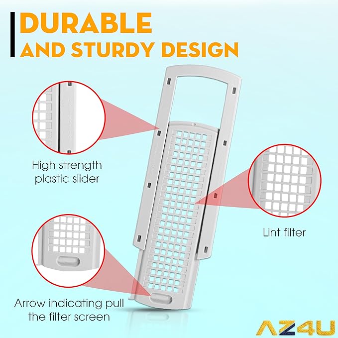 AZ4U Upgraded WE01X25914 WE01X25915 WE22X35337 for GE Washer Dryer Lint Screen Cover Grid | Washer Dryer Lint Screen Cover Grid Guide Compatible with GE, Hotpoint Washer, Dryer Lint Filter Housing