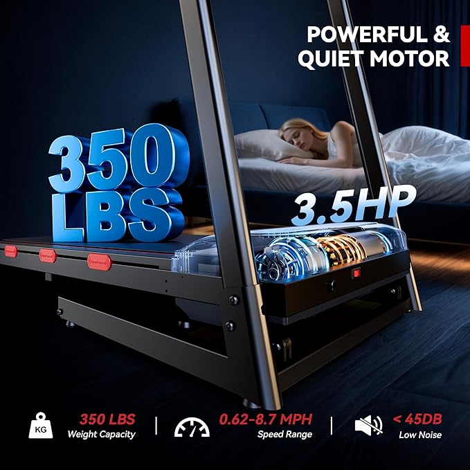 8.7MPH Incline Treadmill for Running and Walking, 3.5HP Quiet BLDC Treadmills for Home with Double Deck Technology, 350 lbs Weight Capacity, APP, Heart Rate-FlexoryFit